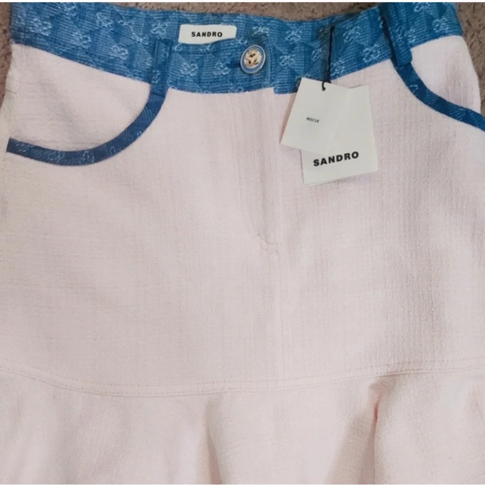 Sandro denim and pink tweed skirt nwt XS - Picture 5 of 13
